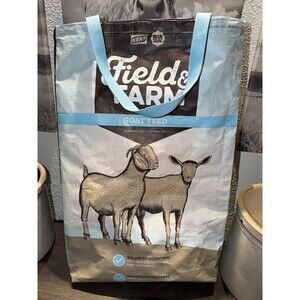 XL Lined Upcycled Field & Farm Goat Feed Bag Tote Bag Handmade